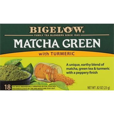 Bigelow Matcha Green Tea with Turmeric, Green Tea Bags, 18 Count