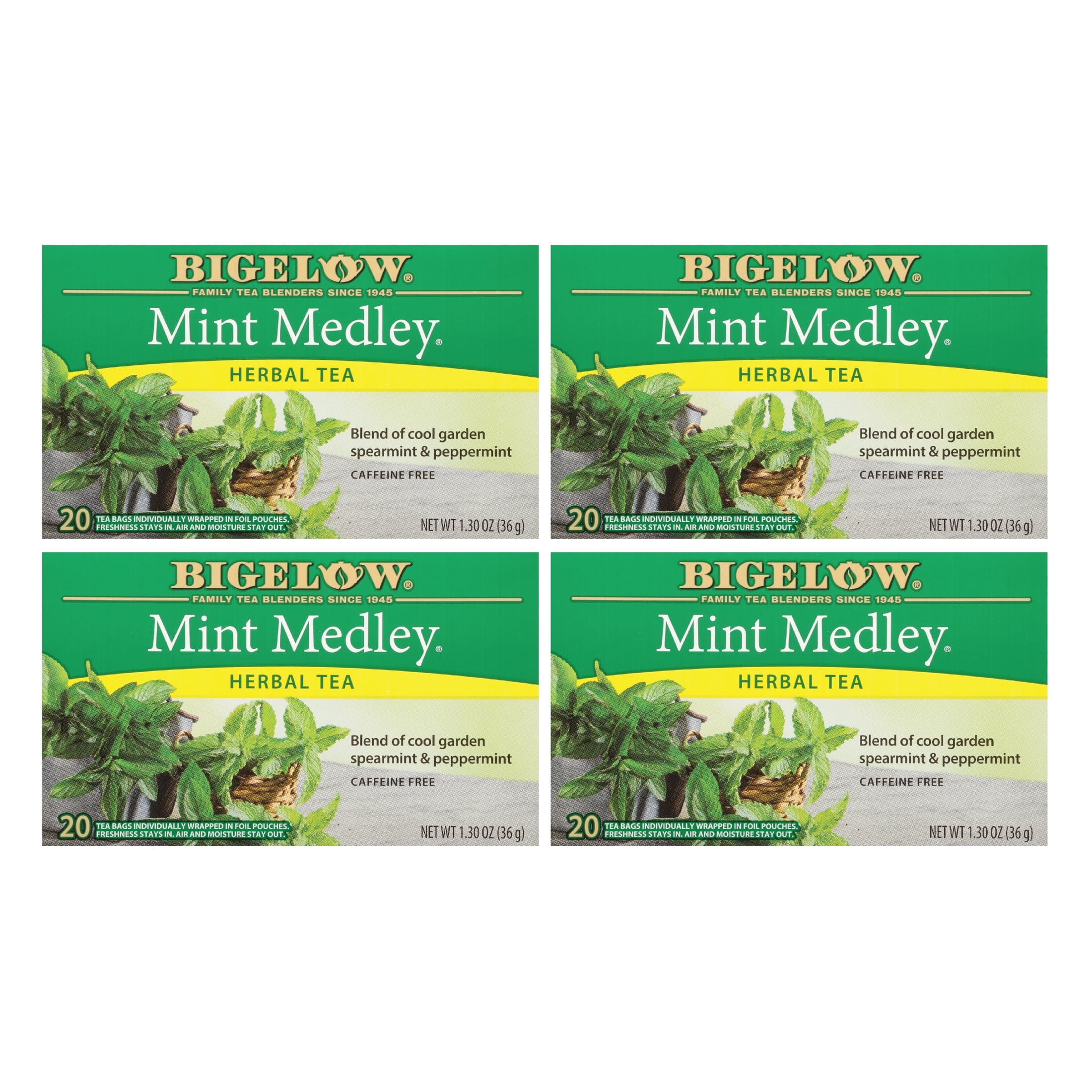 Bigelow Mint Medley, CaffeineFree Herbal Tea Bags, 20 Count (4 packs