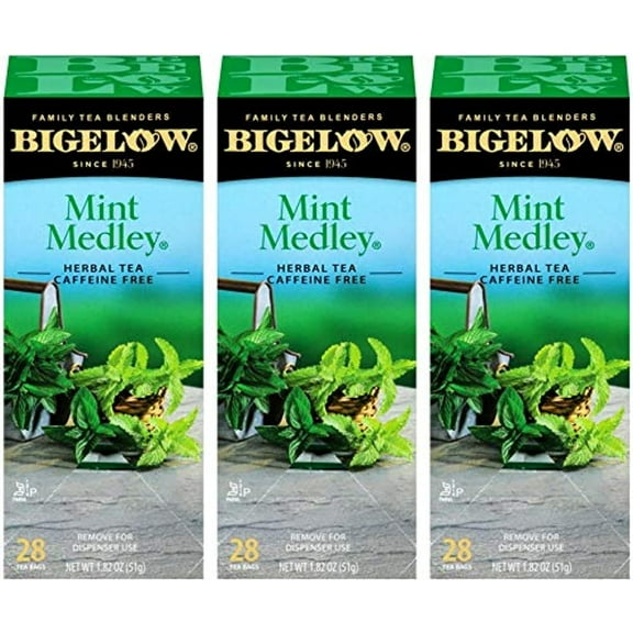 Bigelow Mint Medley Herbal Tea Bags 28-Count Box (Pack Of 3) Mint Tea Bags Peppermint & Spearmint Herbal Tea All Natural Gluten Free