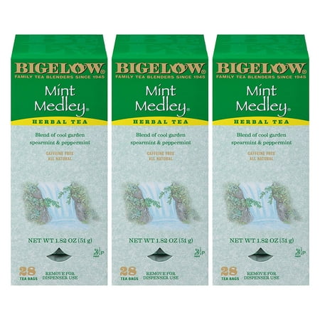 Bigelow Mint Medley Herbal Tea Bags 28-Count Box (Pack of 3) Mint Tea Bags Peppermint & Spearmint Herbal Tea All Natural Gluten Free
