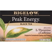 Bigelow Peak Energy Plus Extra L-Theanine & Caffeine, Black Tea Bags, 18 Count