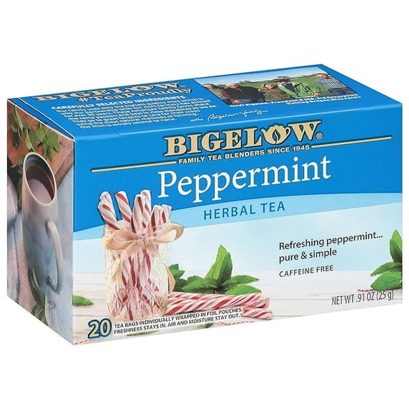 Bigelow Peppermint Caffeine Free Herbal Tea, 20 ct