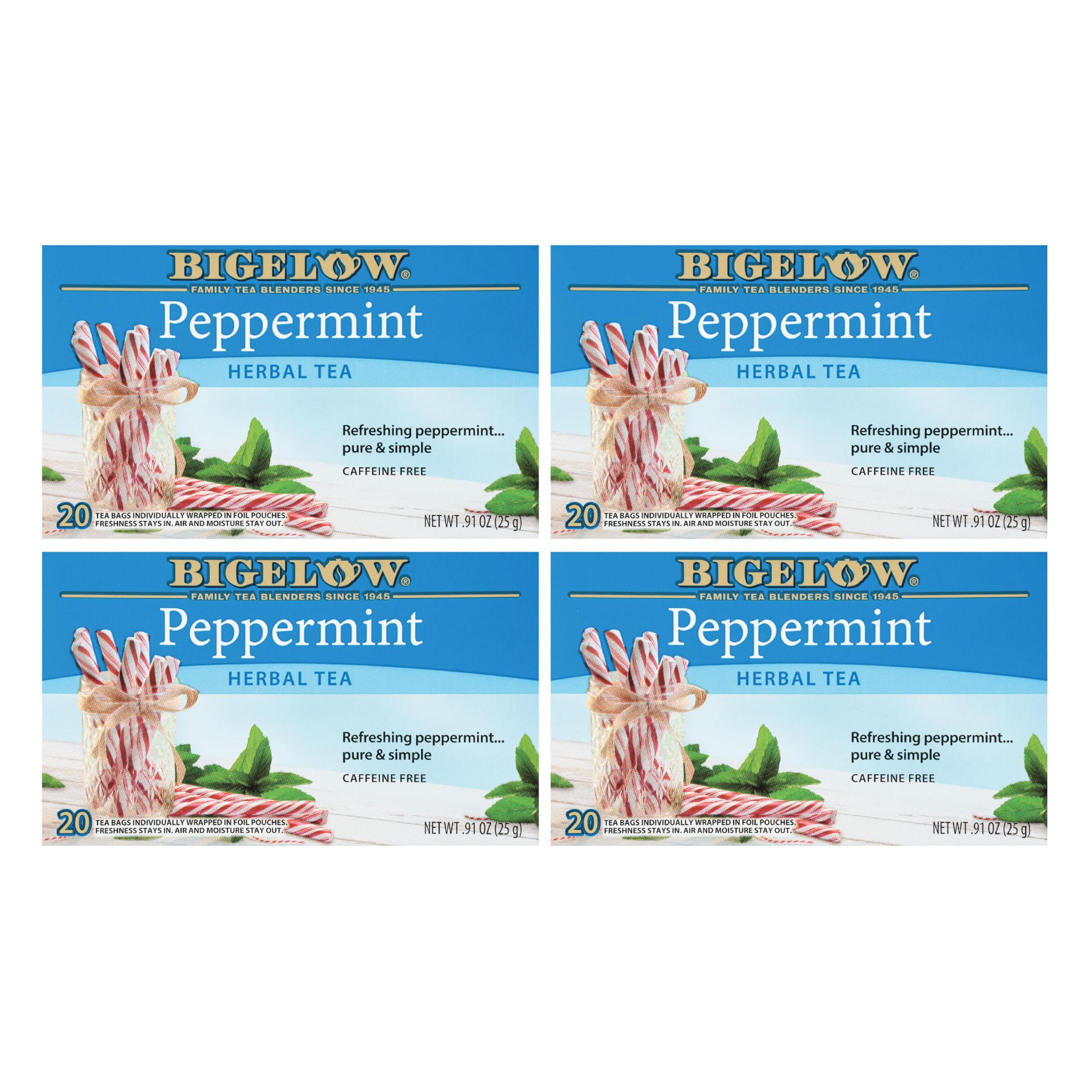 Bigelow Herbal Tea, Peppermint, Tea Bags, 20 Count, 4 Pack