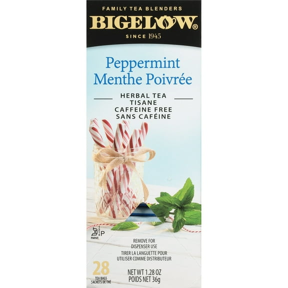 Bigelow Peppermint Herbal Tea Bags, Caffeine Free Refreshing Mint Tea, 28 Count