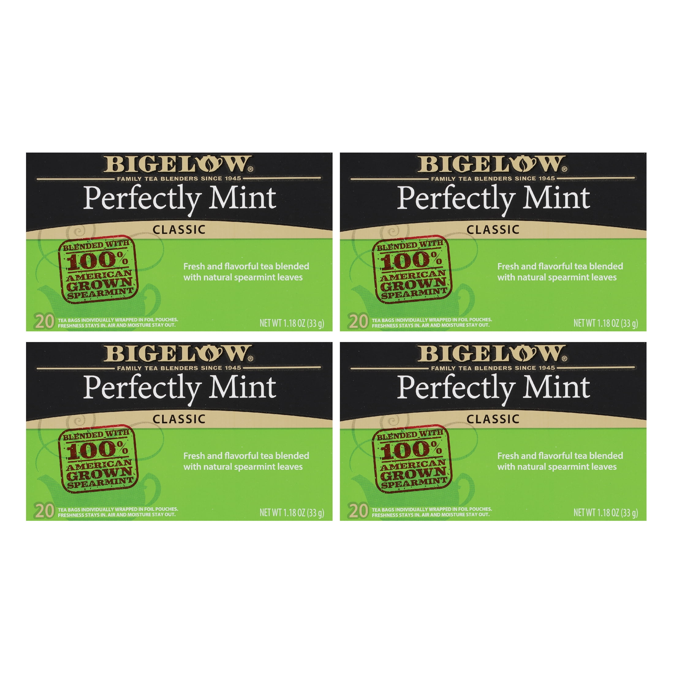 Bigelow Perfectly Mint Black Tea Bags, 20 Count (4 packs of 20