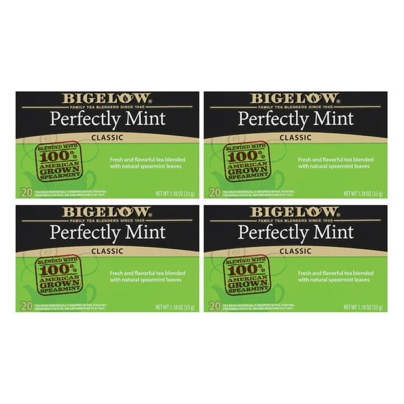Bigelow Perfectly Mint, Black Tea Bags, 80 Count (4 Packs of 20)