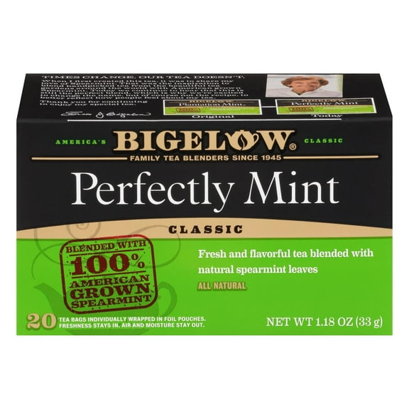Bigelow Perfectly Mint (Formerly Plantation Mint) Tea Bags 20 Count (Packaging May Vary, Tea Name Transitioning)