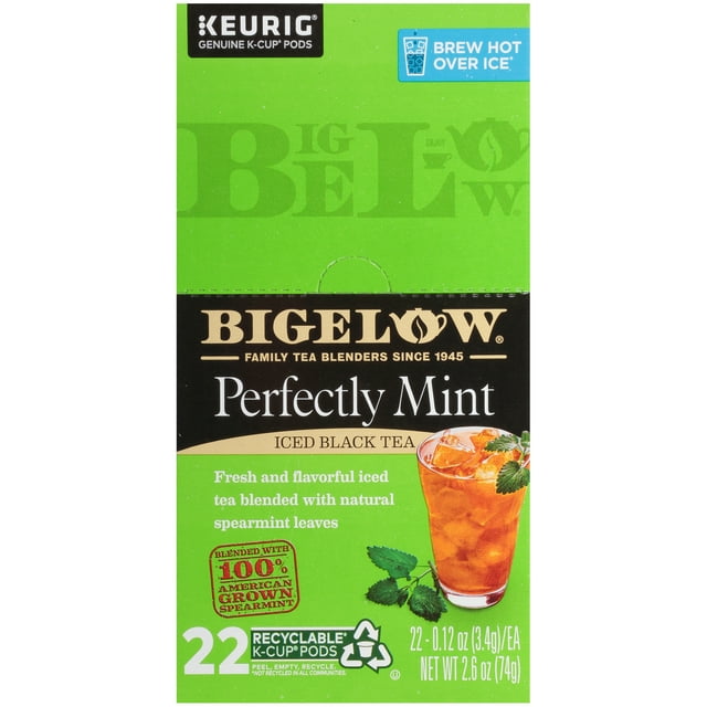 Bigelow Perfectly Mint, Iced Black Tea, Keurig KCup Pods, 22 Pods