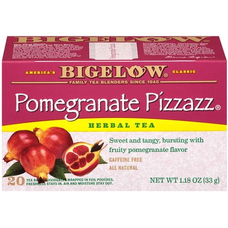 Bigelow Pomegranate Pizzazz Herbal Tea Bags 20-Count Boxes (Pack of 6), Caffeine Free 120 Tea Bags Total