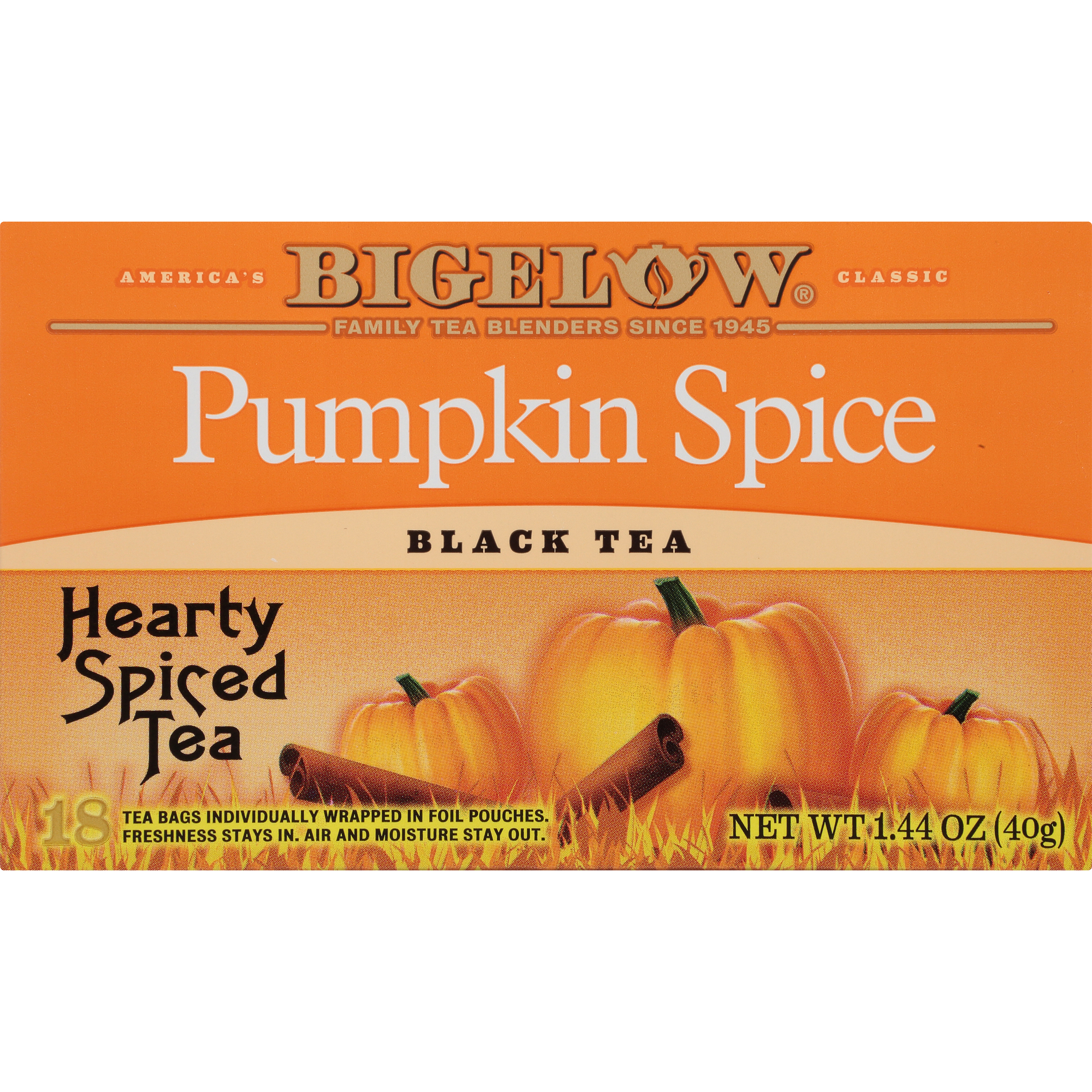 Bigelow  Pumpkin Spice, Black Tea Bags, 18 Count - image 1 of 6