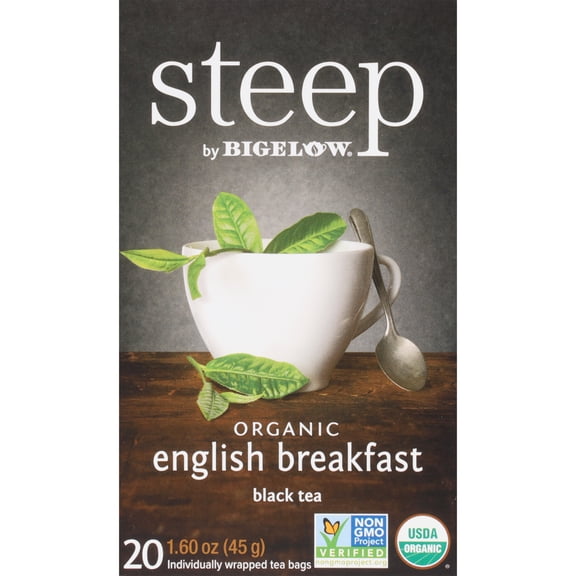 Steep by Bigelow Organic English Breakfast Black Tea Bags, 20 Count
