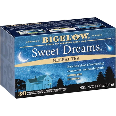 Bigelow Sweet Dreams Herbal Tea 20 Bags (Pack of 6), 120 Tea Bags Total. Caffeine-Free Individual Herbal Tisane Bags, for Hot Tea or Iced Tea, Drink Plain or Sweetened with Honey or Sugar