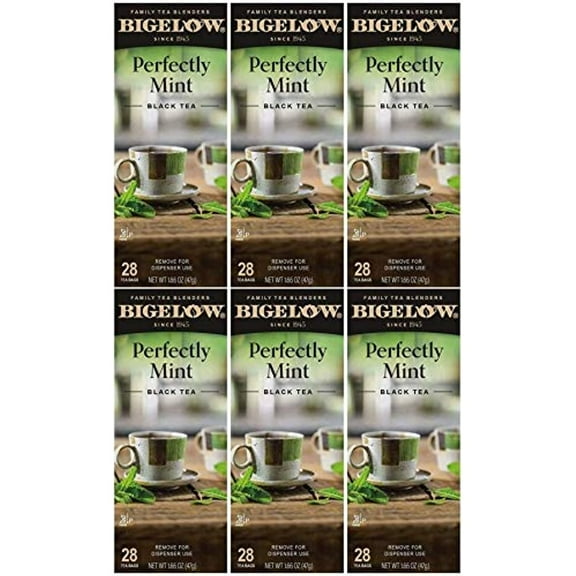 Bigelow Tea Bags, Plantation Mint, 28-Count Boxes (Pack Of 6)