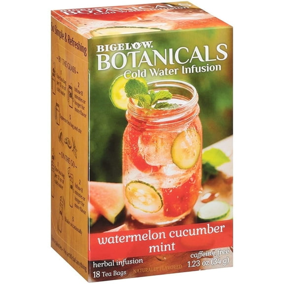 Bigelow Tea Botanicals Cold Water Infusion Caffeine Free Herbal Tea Watermelon Cucumber Mint 18 Tea Bags Pack of 2
