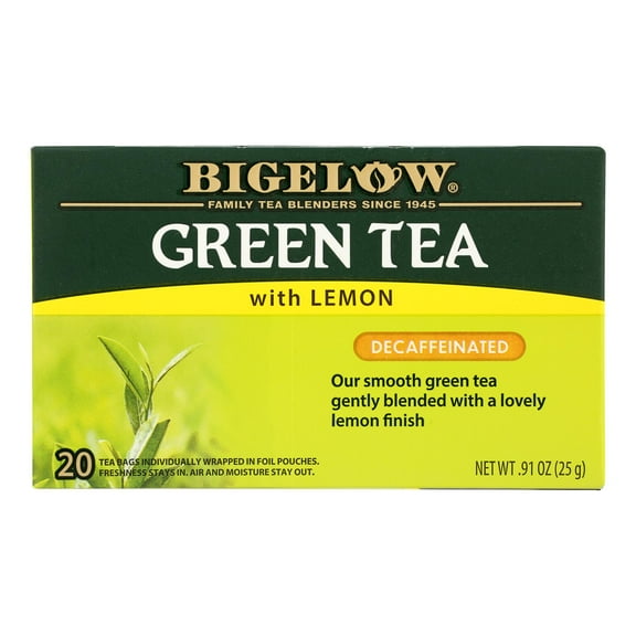 Bigelow Tea Decaffeinated Tea - Green Tea with Lemon - Case of 6 - 20 BAG