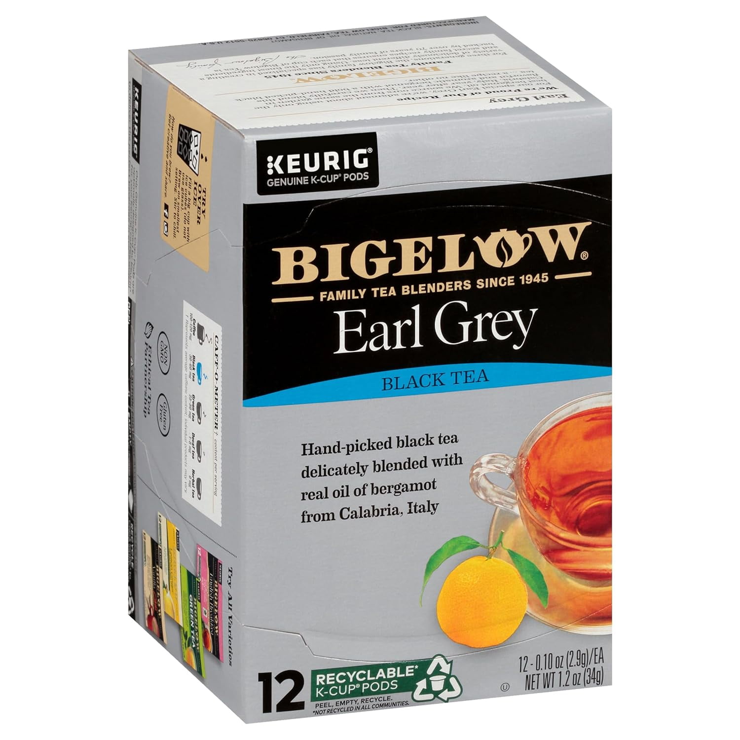 Bigelow Tea Earl Grey Black Tea Keurig K Cup Pods Caffeinated Tea Keurig Tea Pods 12 Count Box Pack of 6 72 Total K Cup Pods Walmart