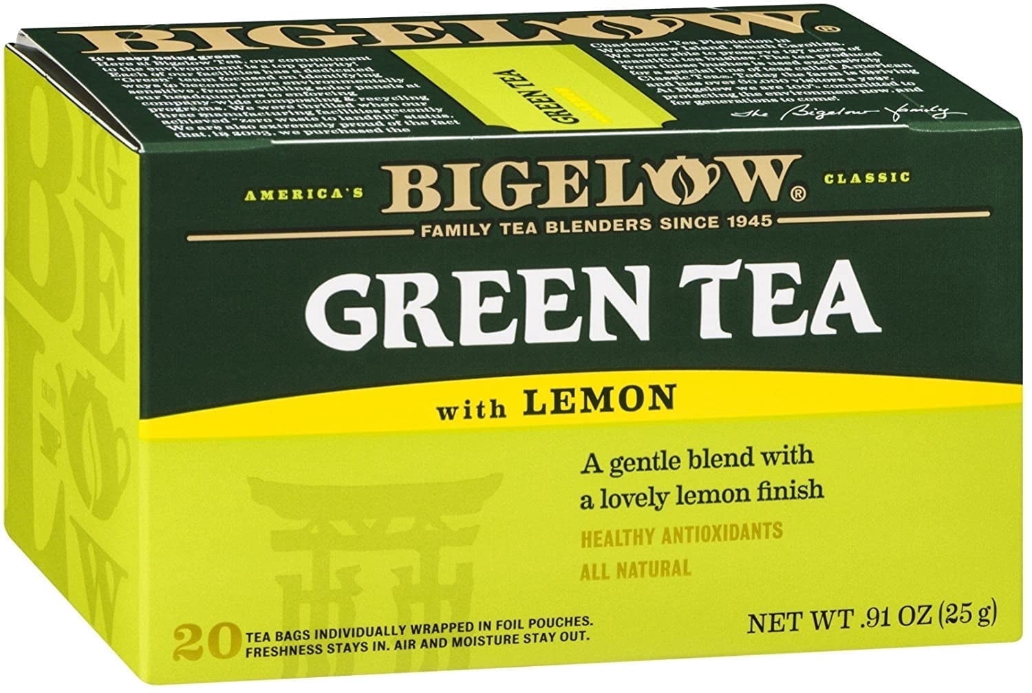 Bigelow Tea Green Tea Lemon 20 Tea Bags Pack of 4