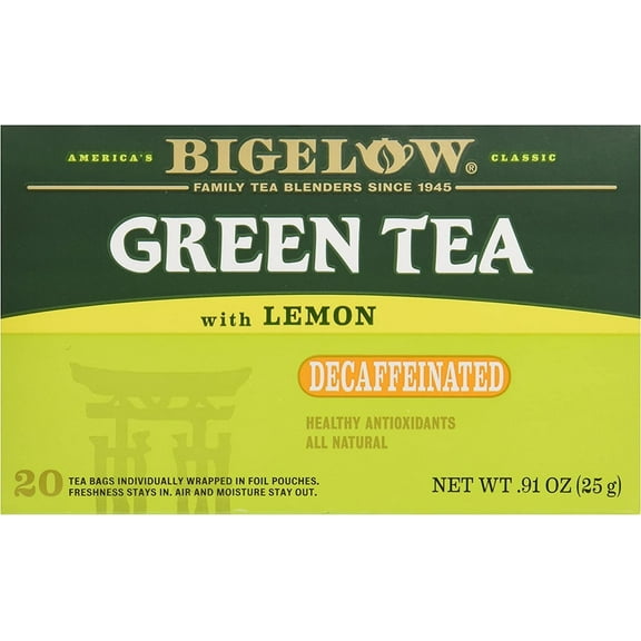 Bigelow Tea Green Tea with Lemon Decaffeinated - 20 Tea Bags Pack of 4