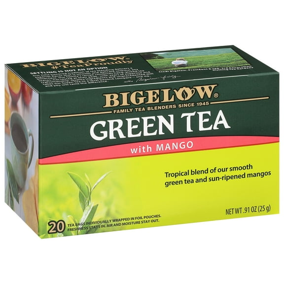 Bigelow Tea Green Tea with Mango, Caffeinated Tea with Mango, 20 Count Box (Pack of 6), 120 Total Tea Bags