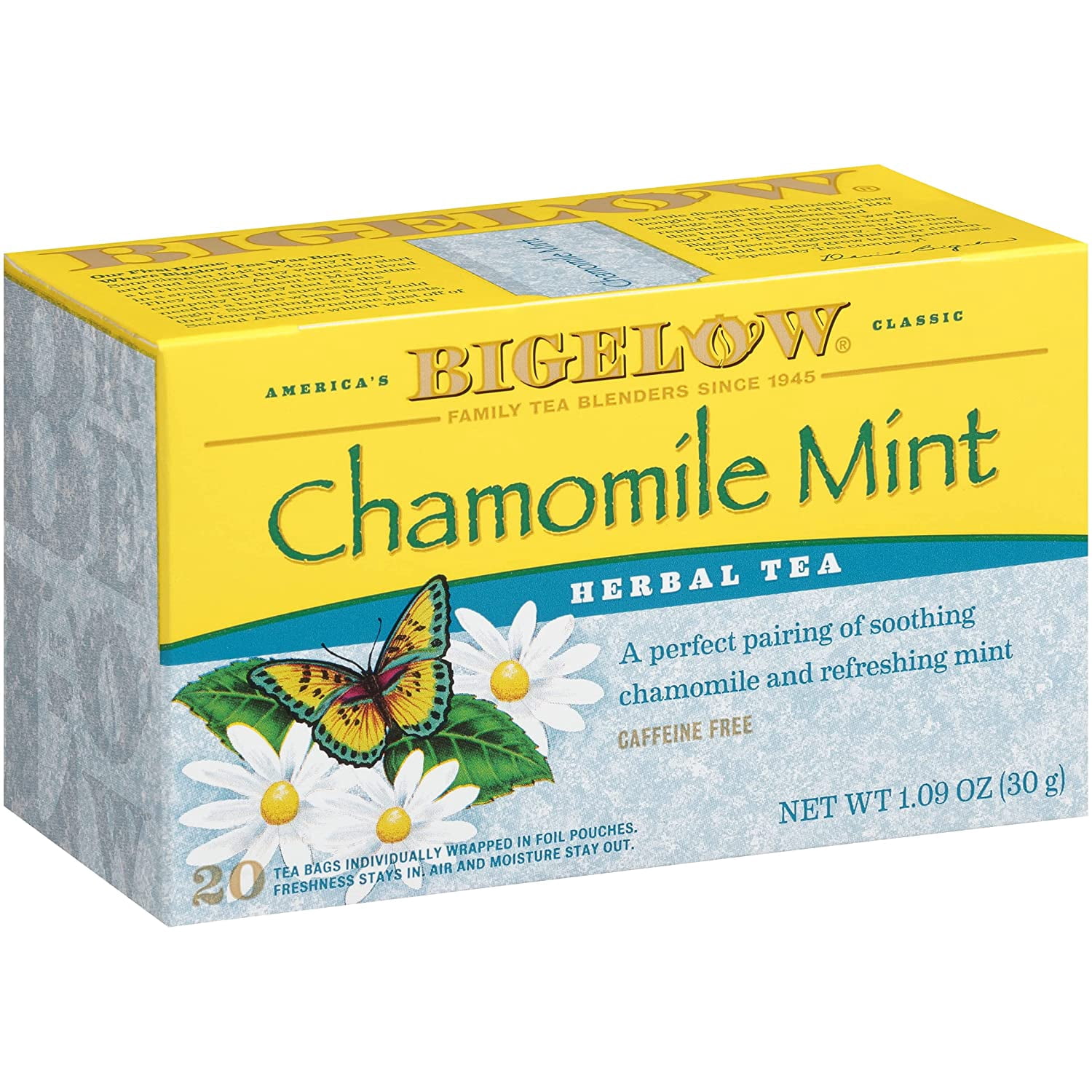 Bigelow Tea Herbal Tea Caffeine Free Chamomile Mint -- 20 Tea Bags Pack of 4