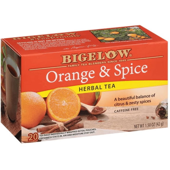 Bigelow Tea Herbal Tea Caffeine Free Orange and Spice -- 20 Tea Bags Pack of 4