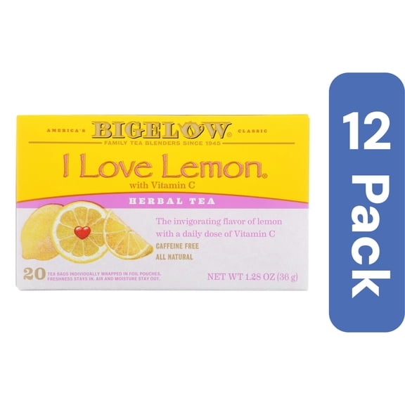 Bigelow Tea I Love Lemon 20 Bags 1.28 oz (Pack of 12)