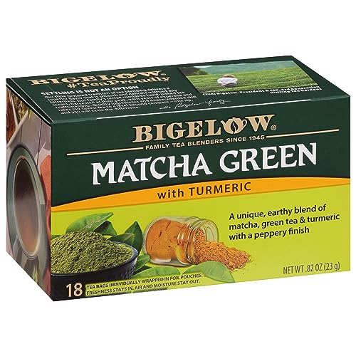 Bigelow Tea Matcha Green Tea with Turmeric, Caffeinated, 18 Count (Pack