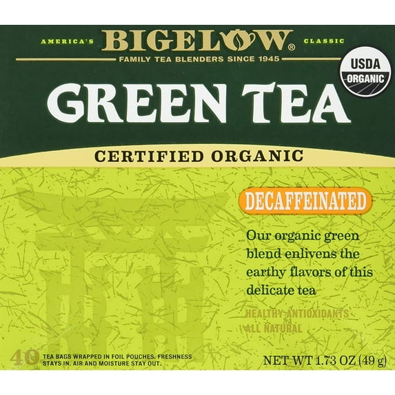 Bigelow Tea Organic Green Tea Decaffeinated -- 40 Tea Bags Pack of 3
