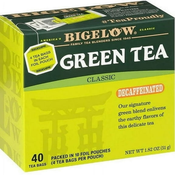 Bigelow Tea Organic Green Tea Decaffeinated -- 40 Tea Bags Pack of 4