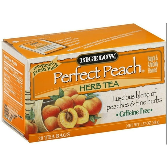 Bigelow Tea Perfect Peach 20 Bags (Pack Of 4) Packaging May Vary