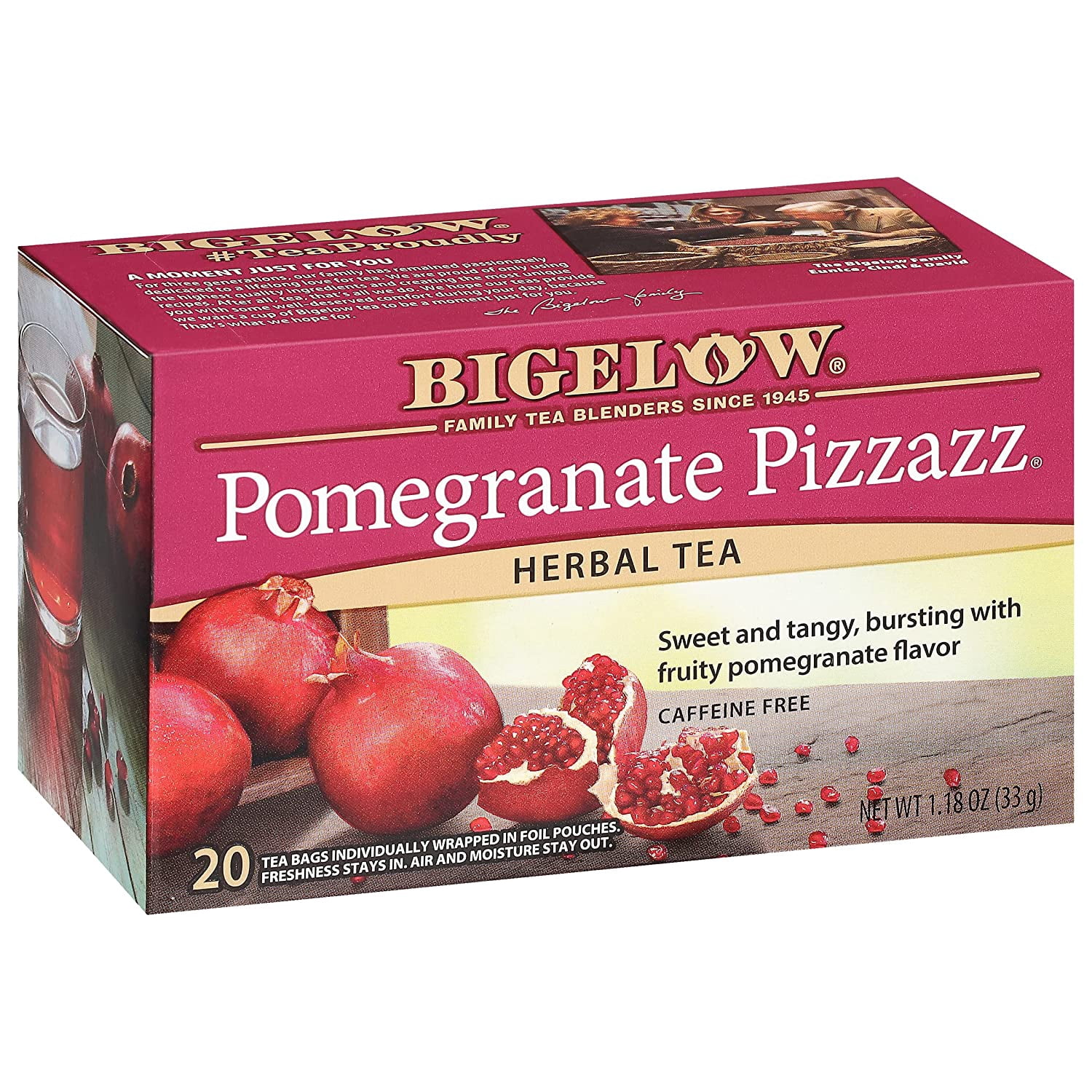 Bigelow Tea Pomegranate Pizzazz Herbal Tea, Caffeine Free Tea with