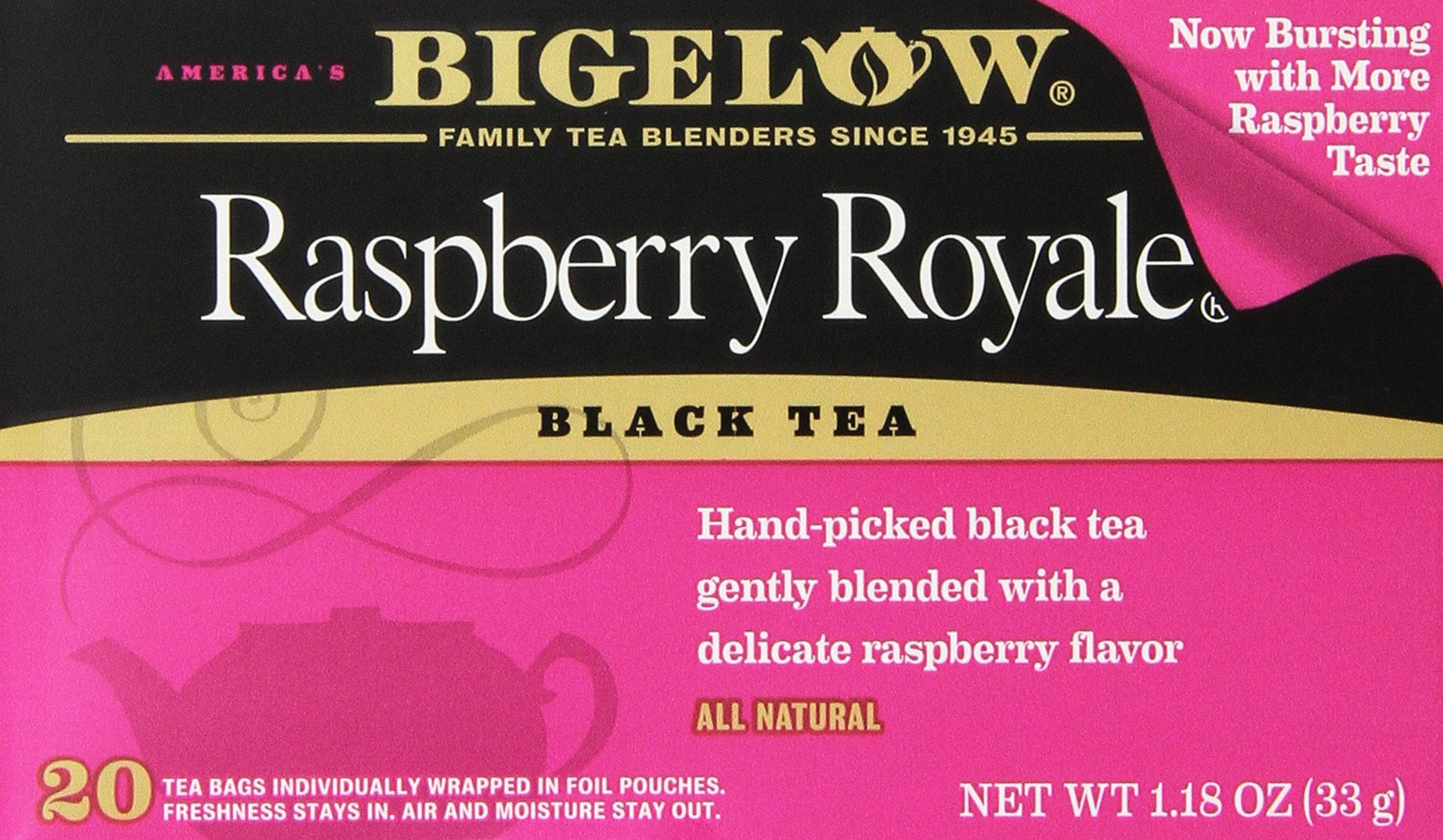 Bigelow Tea Raspberry Royale 20 Bags (Pack Of 4) - Walmart.com