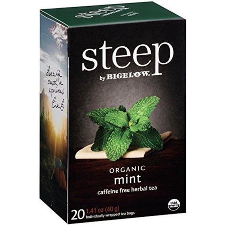 steep Organic Mint Caffeine Free Herbal 20 Count Box (Pack of 3), Certified Organic, Gluten-Free, Kosher Tea in Foil-Wrapped Bags
