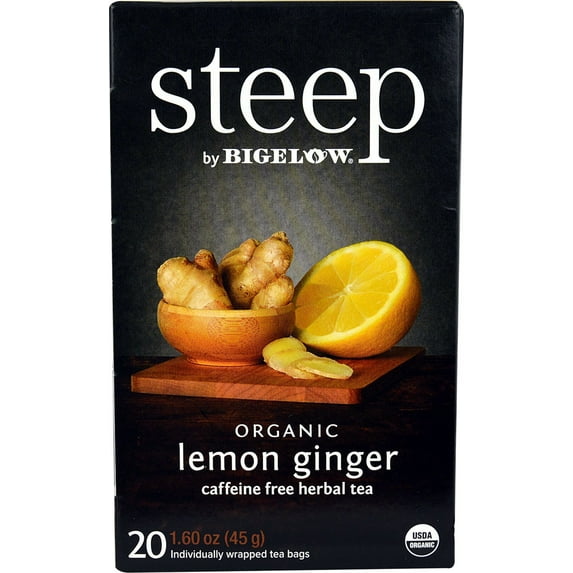 Bigelow Tea Steep Organic Herbal Tea Caffeine Free Lemon Ginger -- 20 Tea Bags
