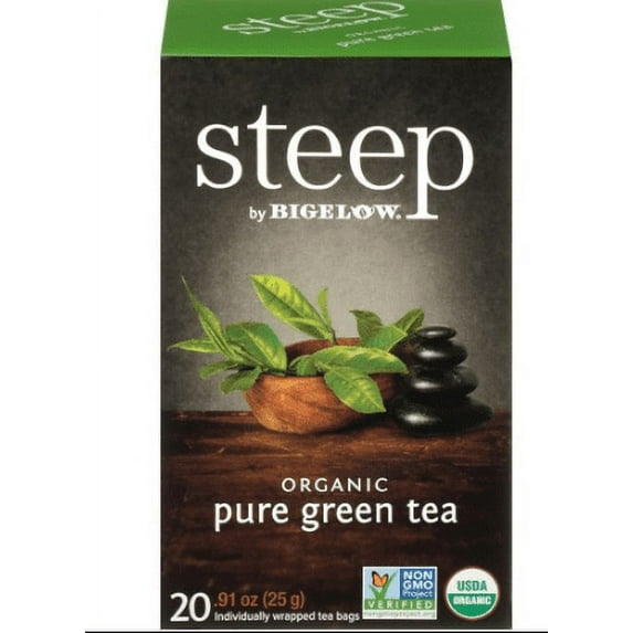 Bigelow Tea Steep Organic Pure Green Decaf Tea -- 20 Tea Bags Pack of 4