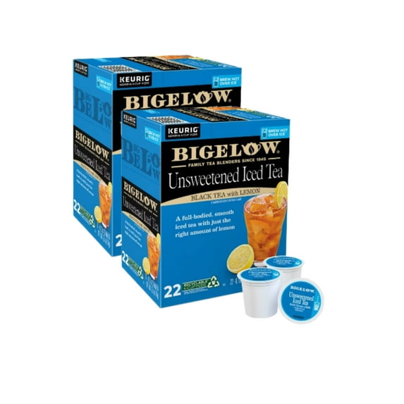 Bigelow Unsweetened Black Iced Tea with Lemon K Cups Pods, 44 Total