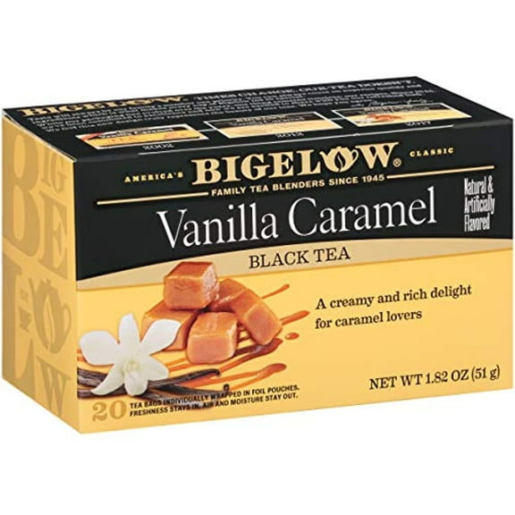 Bigelow Vanilla Caramel Black Tea Bags, 20 Count Box Pack of 6 Caffeinated Black