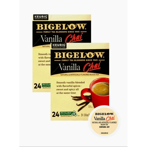 Bigelow Vanilla Chai, Black Tea Keurig K-Cup Tea Pods, 48 Total