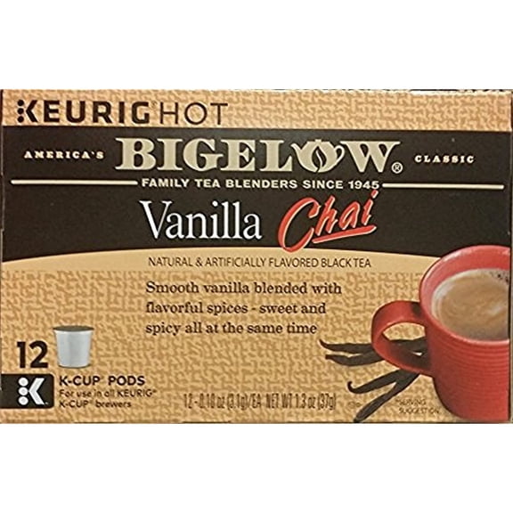 Bigelow Vanilla Chai Black Tea Keurig K-Cups, Caffeinated Black Tea 12 Count Box