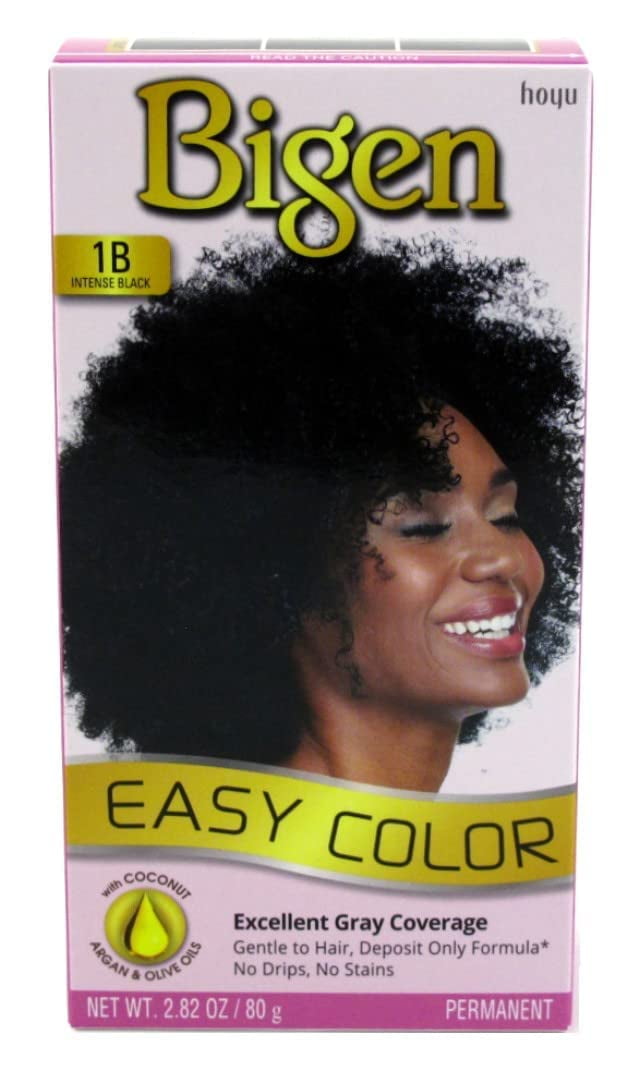Bigen Easy Hair Color Permanent #1B Intense Black Kit with Aloe & Olive Oil, 1 Count, 6 Pack
