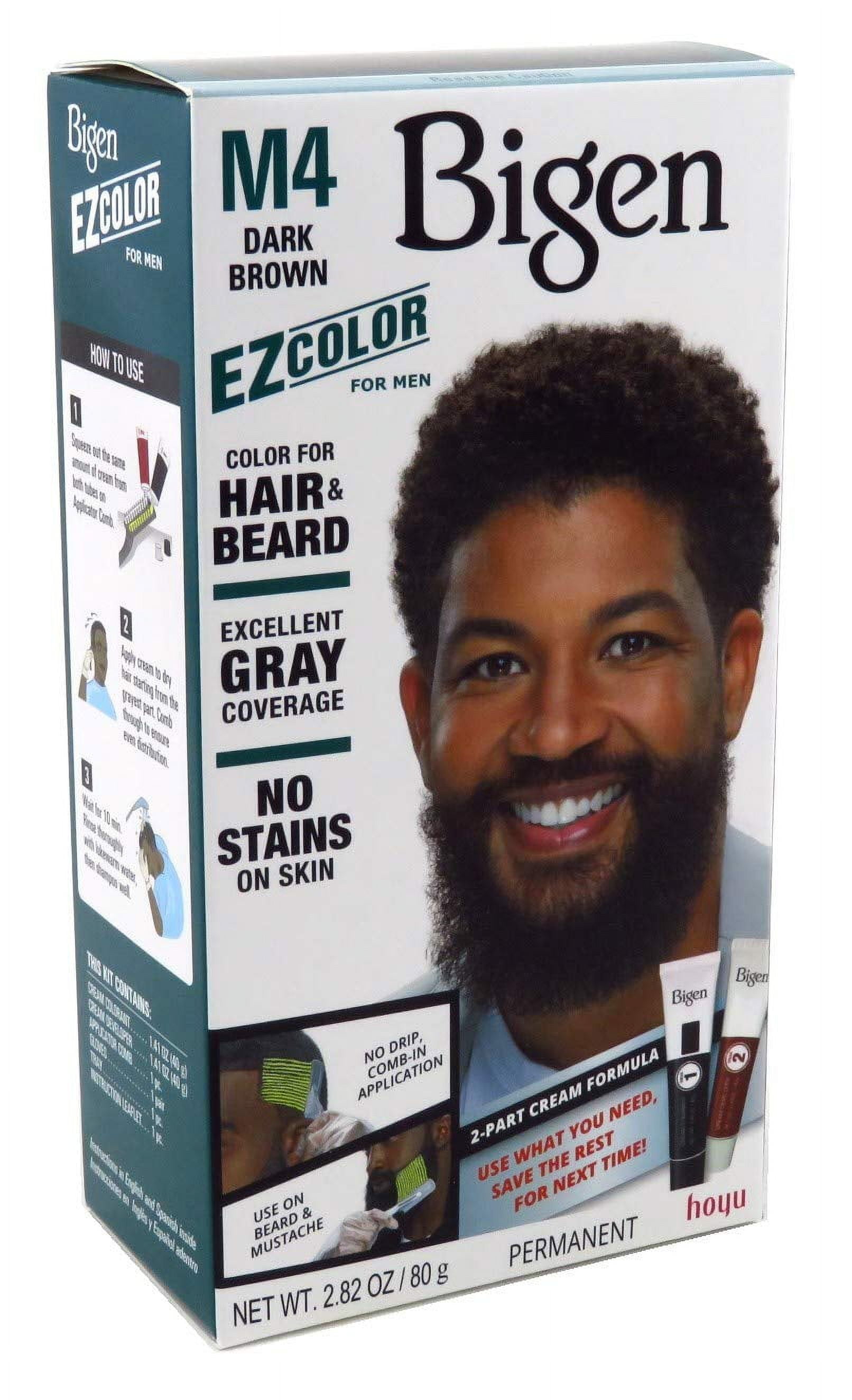 Bigen Ez Color for Men M4 Dark Brown Hair and Beard Dye Kit, 1