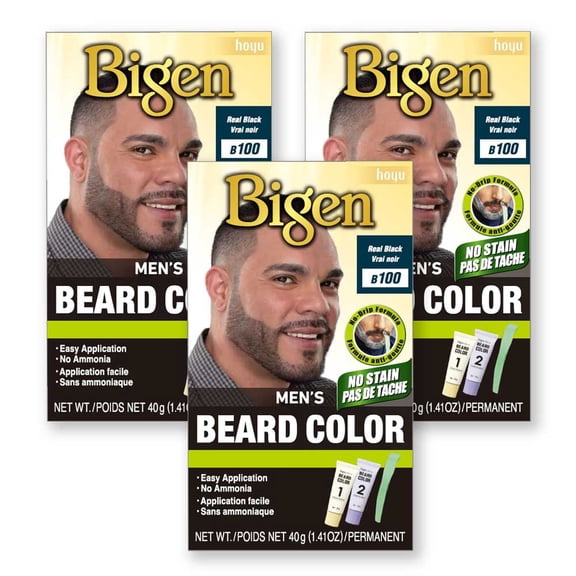 Bigen Mens Beard Color 100 Real Black - 3 Pack