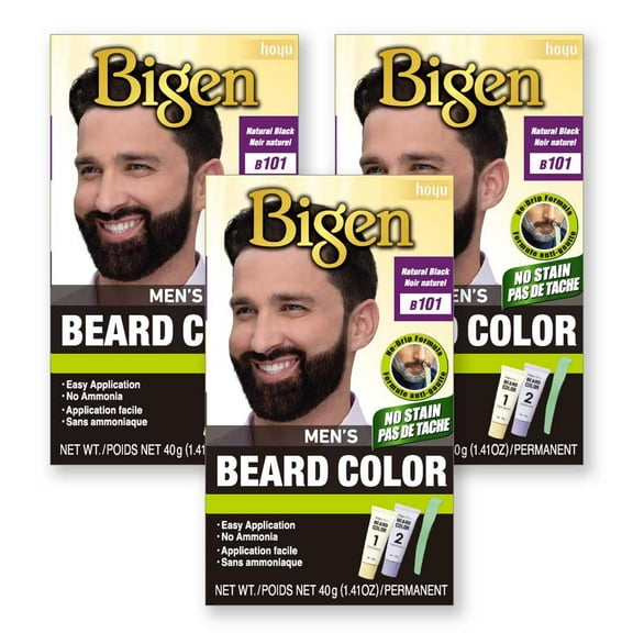 Bigen Mens Beard Color 101 Natural Black - 3 Pack