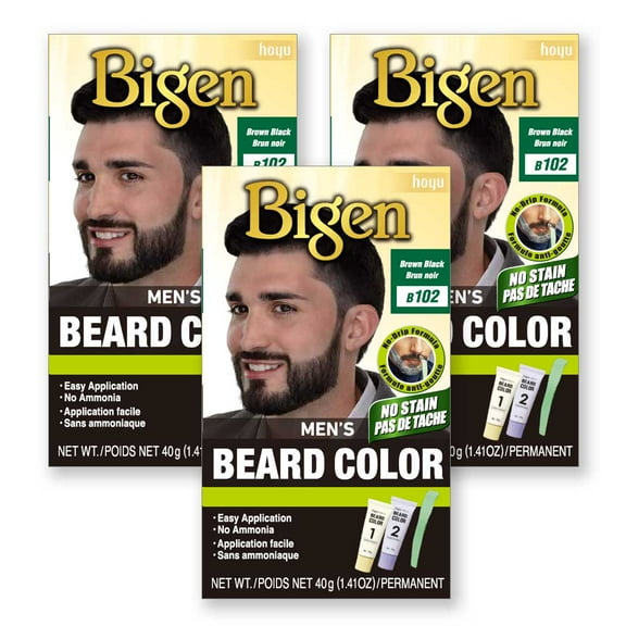 Bigen Mens Beard Color 102 Brown Black - 3 Pack