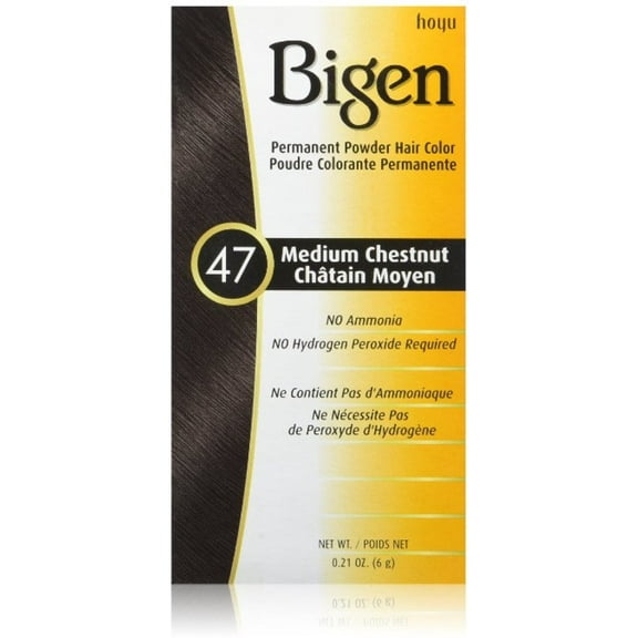 Bigen Permanent Powder Hair Color, 47 Medium Chestnut 1 ea (Pack of 3)