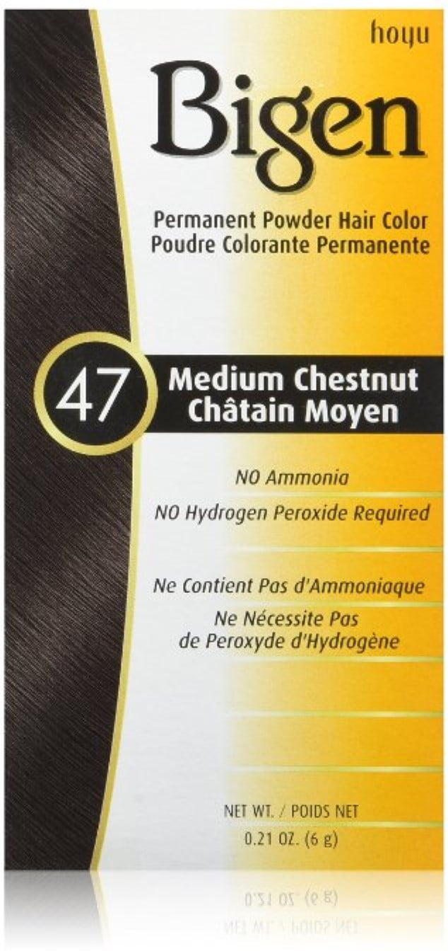 Bigen Permanent Powder Hair Color, 47 Medium Chestnut 1 ea (Pack of 6)