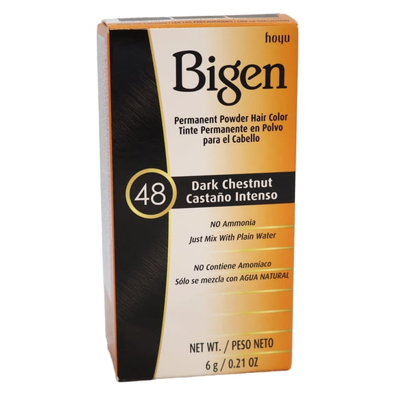 Bigen Permanent Powder Hair Color 48 Dark Chestnut, 0.21 Oz., Pack of 2