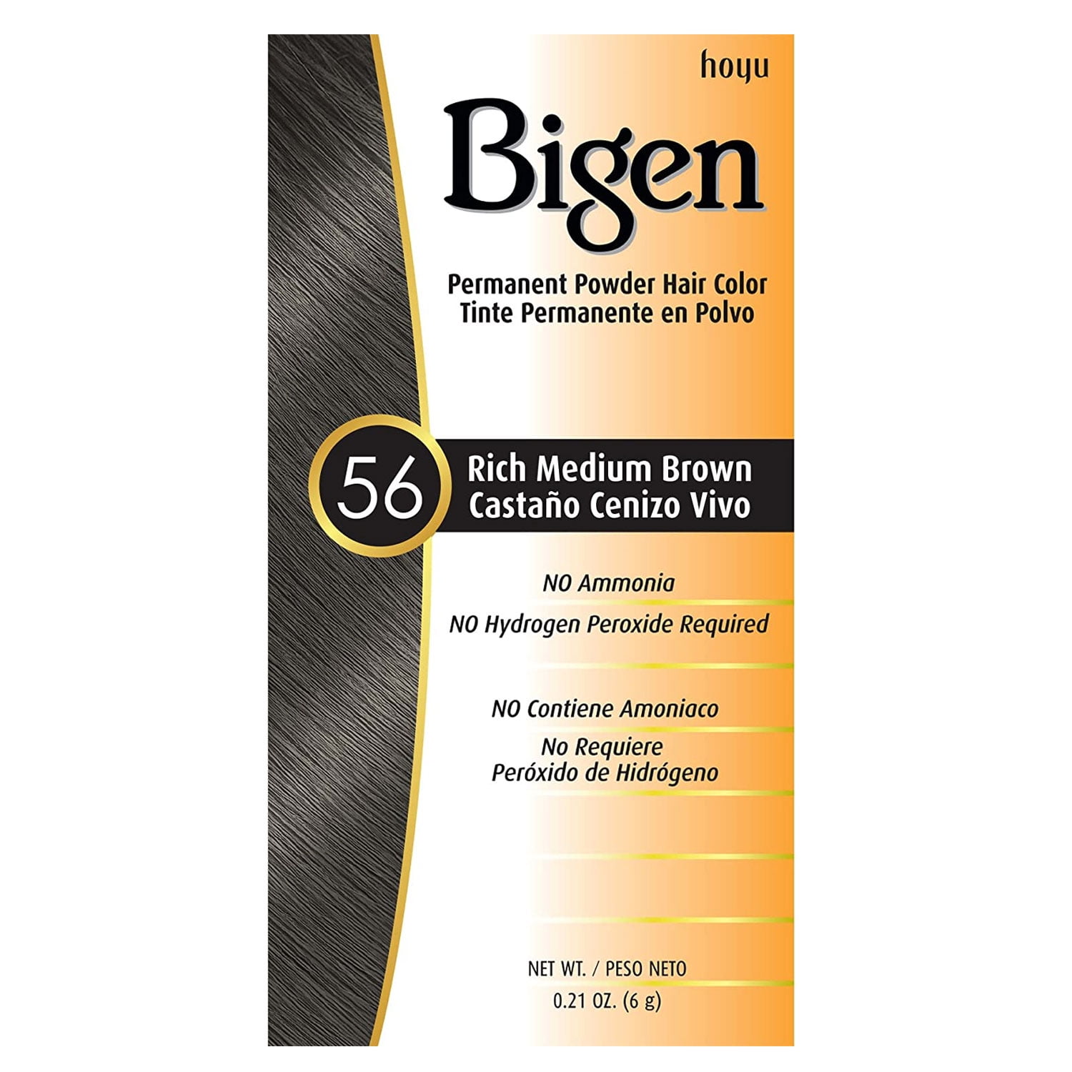 Bigen Permanent Powder Hair Color, 56 Rich Medium Brown, 0.21 Oz., Pack of 12