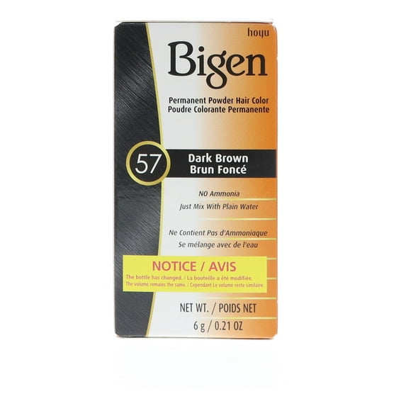 Bigen Permanent Powder Hair Color 57 Dark Brown 1 ea (Pack of 6)