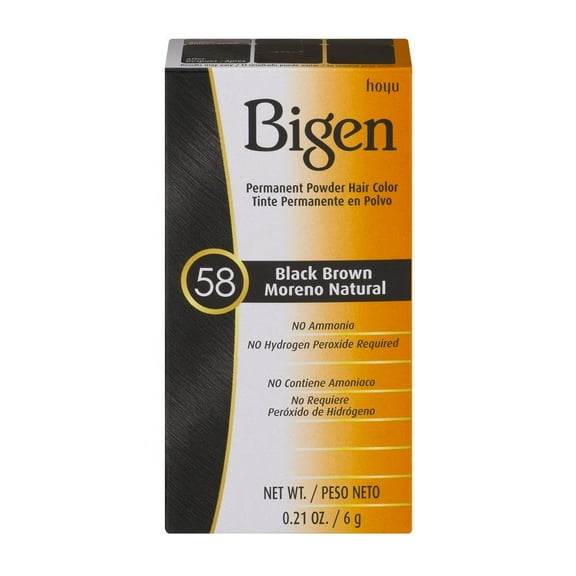 Bigen Permanent Powder Hair Color #58 Black Brown, 0.21 Oz, 2 Pack